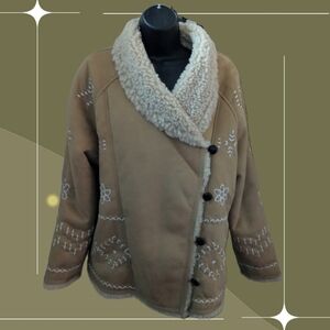 ✨ Nwt Driftwood Faux Suede Hand Embroidered Style Jacket Size S